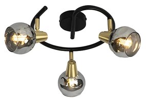 Mennyezeti lámpa fekete 44,5 cm füstüveggel, 3 lámpával - Vidro