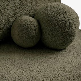 ARVETO ágyazható kanapé olívazöld bouclé kárpittal