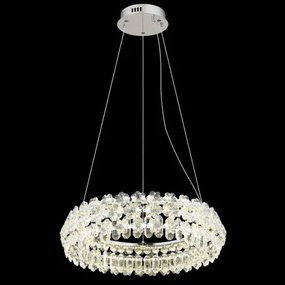 Globo 64140H Függesztett lámpa, krómozott fém, K9 átlátszó kristályok, ø: 600mm, M: 1500mm, tartozék: LED 50W 230V, 6210lm forrás, 4460lm kimenet, 4000K