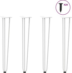 vidaXL 4 db-os hajtűlábak konzolasztalhoz, 72 cm, tömör acél, fehér