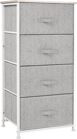 HOMCOM 4 Textil Fiókos Komód Tároló Szekrény Multifunkciós, 45x30x92 cm, Szürke | Aosom