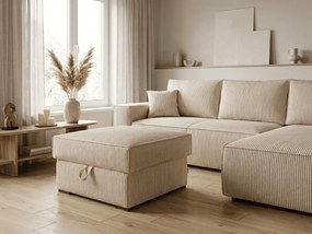 Krém színű SMART COSARO tároló puff 65x65 cm