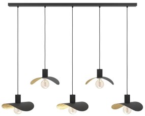 Eglo 390396 - Csillár zsinóron SACEDA 5xE27/40W/230V fekete/arany