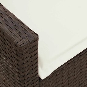5 személyes barna polyrattan kerti kanapé párnával