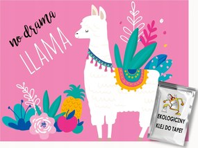 Fotótapéta Flizelina Gyerekeknek Láma Rózsaszín Virágok 300x210 ragasztó