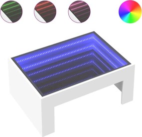 vidaXL fehér végtelen hatású LED-es dohányzóasztal 70 x 50 x 30 cm
