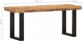 tömör nyers mangófa és acél pad 110 cm