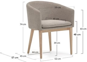 Bézs kárpitozott karfás étkezőfotel Harlan – Kave Home