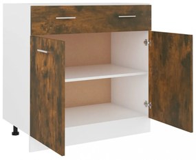 füstös tölgyszínű szerelt fa alsó fiókos szekrény 80x46x81,5 cm