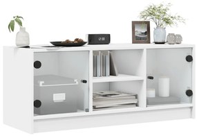 fehér TV-szekrény üvegajtókkal 102 x 37 x 42 cm