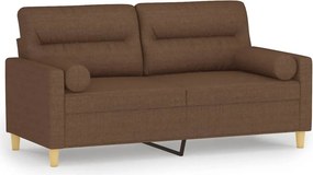 vidaXL 2 személyes barna szövet kanapé díszpárnákkal 140 cm