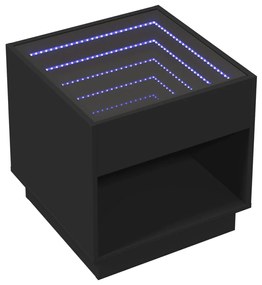 fekete végtelen hatású LED-es dohányzóasztal 50 x 50 x 50 cm