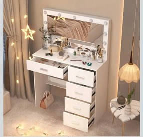 fésülködőasztal tükörrel és világítással
