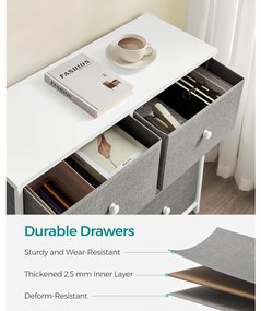 Tároló szekrény hat fiókkal, ruhás szekrény, fehér és világosszürke 80x30x85cm