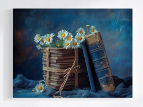 Vászonkép Canvas Dekoráció Régi Könyvek Virágok Margaréták 100x75