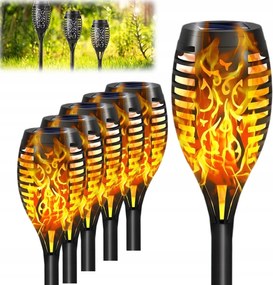 6x Napelemes Kerti Lámpa Fáklya Led Láng Kerti Lámpa Készlet