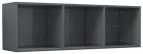 magasfényű szürke szerelt fa könyv-/TV-szekrény 36x30x114 cm