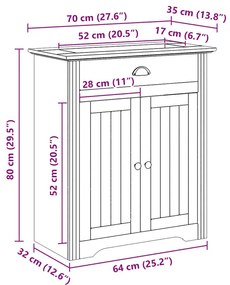 mosdószekrény BODO&quot; Fehér és barna 70x35x80 cm színben&quot;