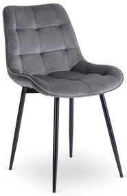 Bársony étkezőszék CHRIS szürke/fekete