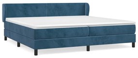 sötétkék bársony rugós ágy matraccal 200x200 cm