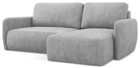 Világosszürke zsenília kinyitható-tárolóhelyes sarokkanapé (jobb oldali-heverő résszel) Lilo – Makamii