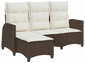 L-alakú barna polyrattan fekvő kerti kanapé párnákkal