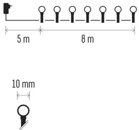 LED karácsonyi fényfüzér 80xLED/230V/8 funkciós 13m IP44 meleg fehér
