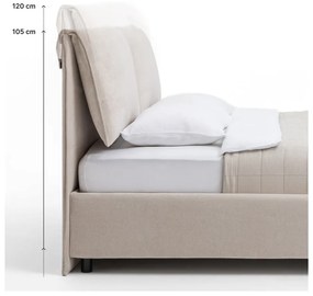 Szürkésbarna kárpitozott ágyneműtartós franciaágy ágyráccsal 160x200 cm Thessa Pillow – Bonami Selection