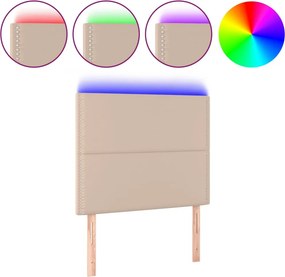 vidaXL cappuccino műbőr LED-es fejtámla 90x5x118/128 cm