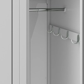 Pléh öltözőszekrény talpazaton, négymodulos, polcokkal KACPER II, 600 x 1800 x 500 mm, szürke