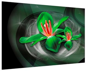 Modern kép - zöld virágok (90x60 cm)