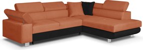 FREDO sarokkanapé, jobb oldali, kinyitható Narancs/fekete
