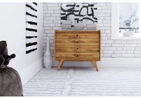 Alacsony tölgyfa komód 100x90 cm Retro - The Beds