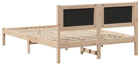 vidaXL Ágykeret fejtámlával Világosszürke 135 x 190 cm Tömör fenyőfa