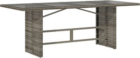 vidaXL szürke polyrattan üveglapos kerti asztal 190 x 80 x 75 cm