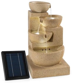 Korinth, díszszökőkút, kerti szökőkút, 3 W-os napelem, LED, homokkő hatás