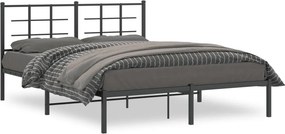 vidaXL fekete fém ágykeret fejtámlával 160 x 200 cm