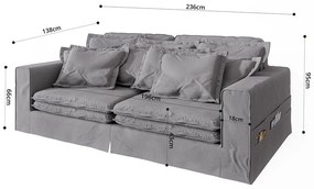 Világosszürke kanapé 236 cm Nora – Ropez