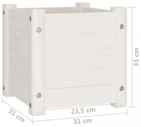 2 db fehér tömör fenyőfa kerti virágtartó 31 x 31 x 31 cm