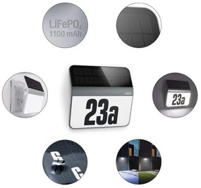 STEINEL 007140 - XSolar LH-N LED napelemes házszám, 0,03W, rozsdamentes, IP44