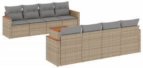 9 részes vegyes bézs polyrattan kerti ülőgarnitúra párnákkal