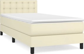 vidaXL krémszínű műbőr rugós ágy matraccal 100 x 200 cm