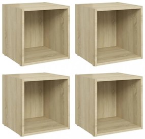 4 db sonoma tölgy színű szerelt fa TV-szekrény 37 x 35 x 37 cm