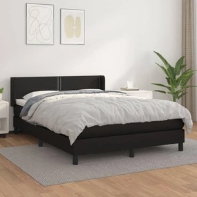 Fekete műbőr rugós ágy matraccal 140 x 200 cm