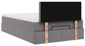 szürke műbőr ottomán ágy matracokkal &amp; LED-ek 120x190 cm