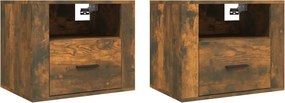 vidaXL 2db füstös tölgy színű fali éjjeliszekrény 50 x 36 x 40 cm