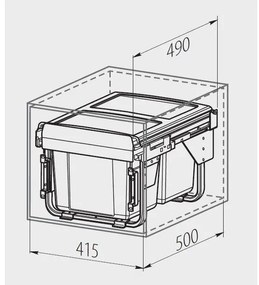 Hulladékgyűjtő GTV Practi Eco 450, szelektív, frontkihúzású, lágy záródás, 2x15 L edénnyel, fedéllel