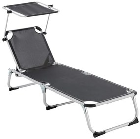 Kerti nyugágy összecsukható napellenzős antracit szín