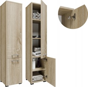 Fürdőszoba szekrény F1402DSON sonoma 140cm álló akasztós oszlop polcos szekrény
