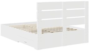 vidaXL Ágykeret fiókkal fejtámlával Fehér 140 x 190 cm Faanyag